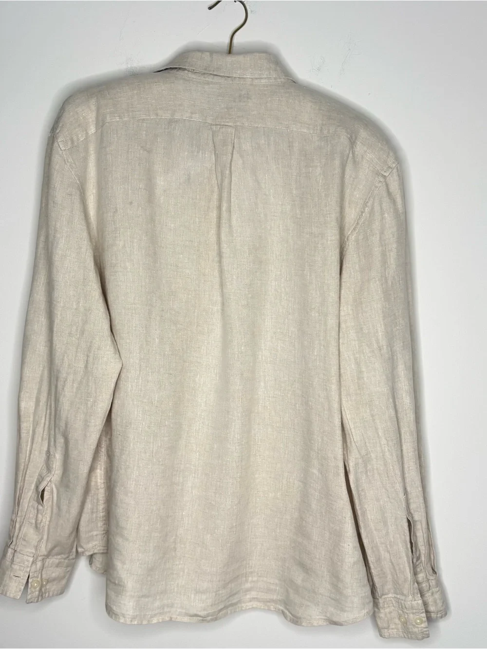 Banana Republic Men’s XL Linen Shirt Beige Long Sleeve Button Front Untucked Fit